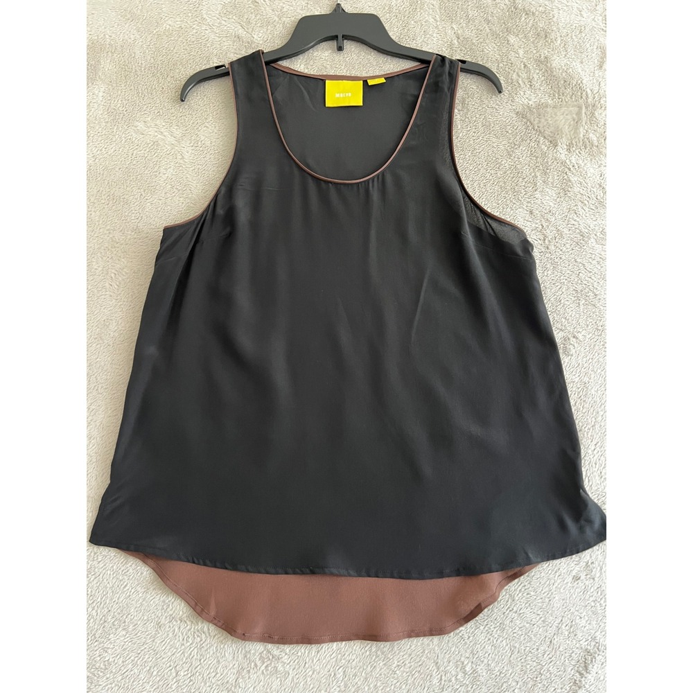 Maeve Black Tank with Brown Contrast Trim